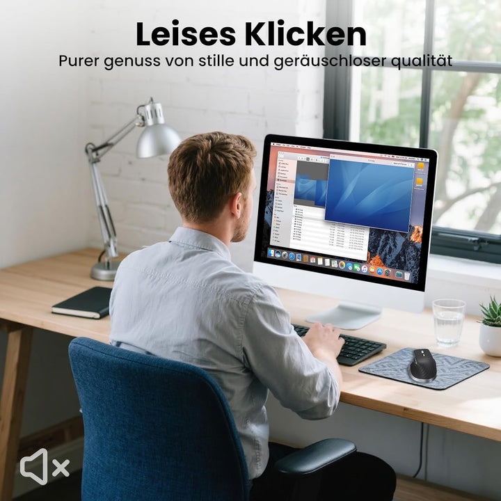 Kabellose Bluetooth Maus, Ergonomische, Wiederaufladbare, Geräuscharme Maus mit Multi-Device-Funktio