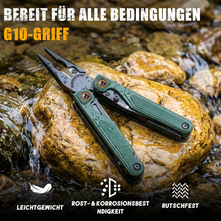 BIBURY 25-in-1 Multitool Multifunktionszange, YG12 Hartmetall-Schneide, G10-Griff, 3Cr13 Edelstahl,