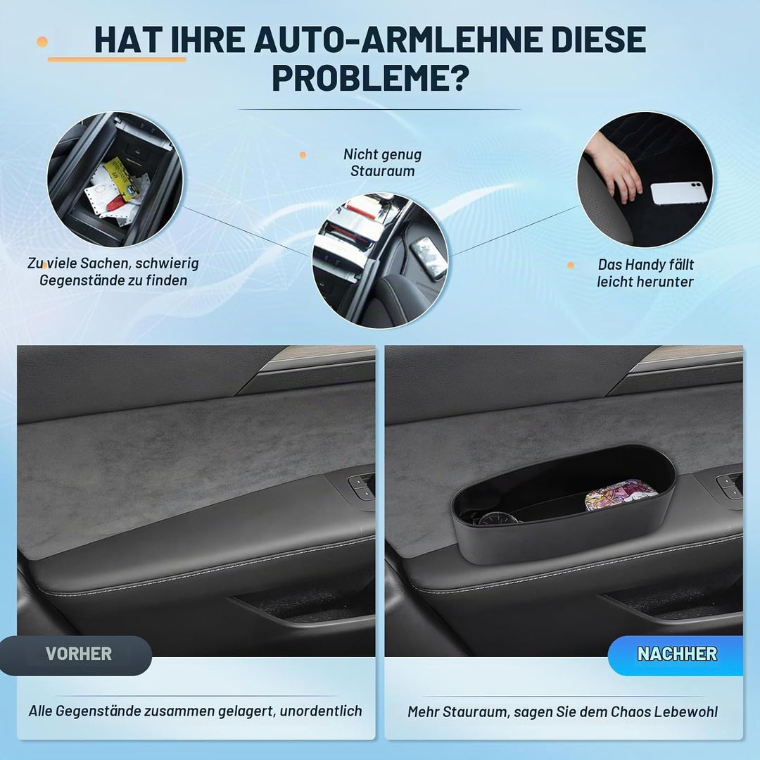 BIXUAN Autotürarmlehne Universal Pu Leder Auto Armlehne Linke Ellbogenstütze Kissen mit Aufbewahrung