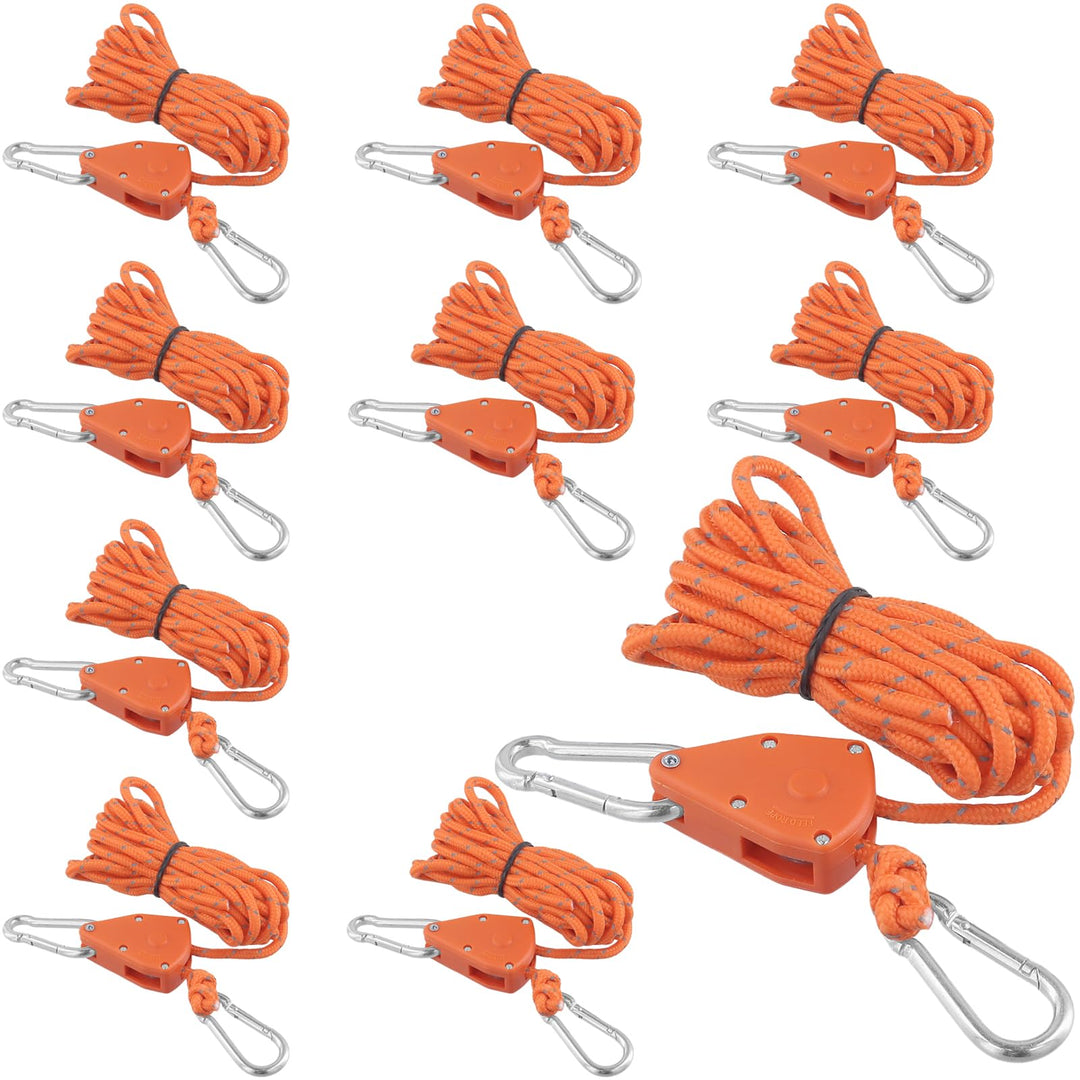 10 Stück 4m x 4mm Reflektierend Abspannseile mit Seilspanner, Nylon Seilratsche mit Haken, Seilaufhä