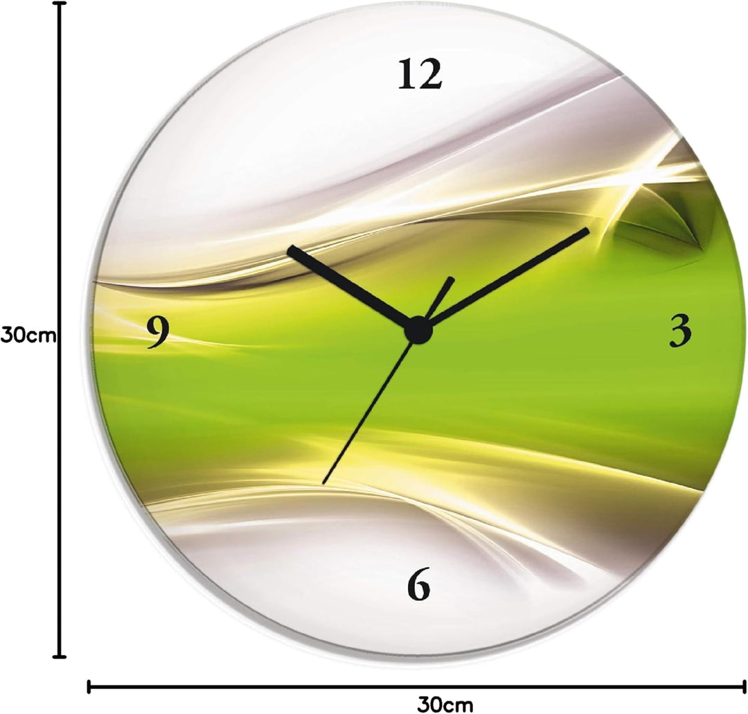 ARTLAND Wanduhr ohne Tickgeräusche Glas Quarzuhr Ø 30 cm Rund Lautlos Design Abstrakt Kunst Modern A