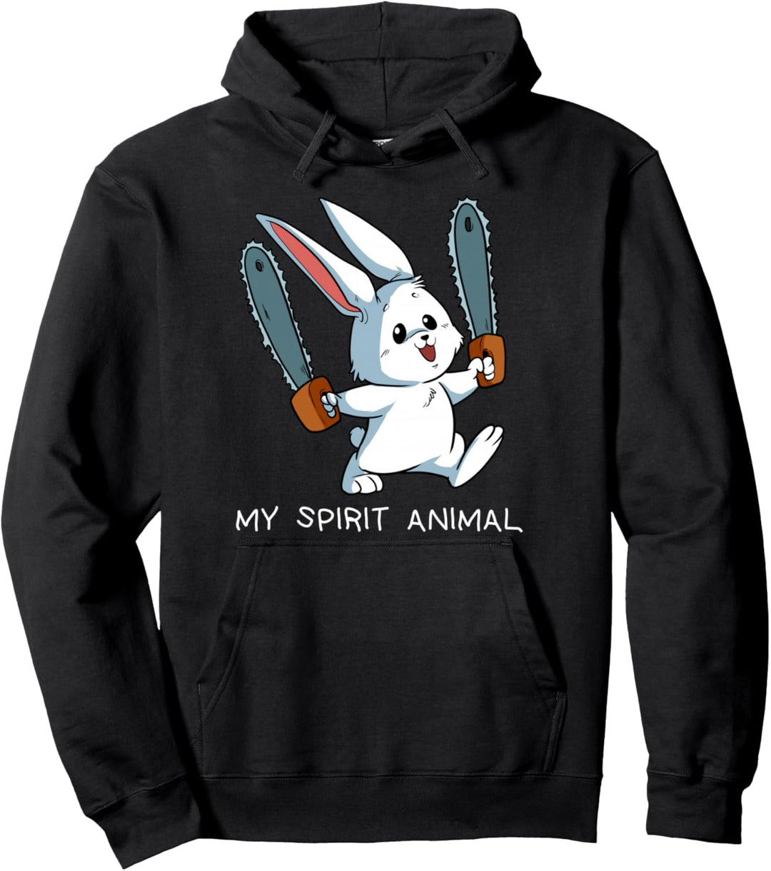 Verrückter Kettensäge Hase Irres Halloween Kaninchen Pullover Hoodie