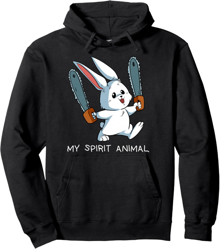 Verrückter Kettensäge Hase Irres Halloween Kaninchen Pullover Hoodie