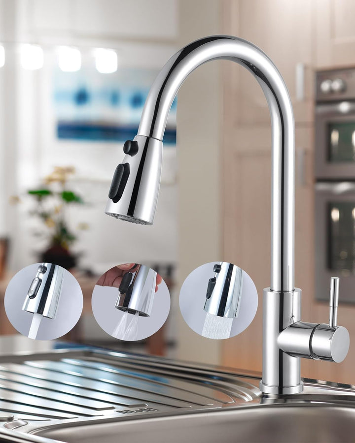 ARCORA Küchenarmatur ausziehbar, Hochdruck Wasserhahn Küche 360° schwenkbar Armatur Küche aus Edelst