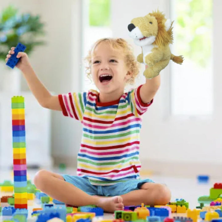 Tiny Heart Handpuppen Löwen Tier Plüsch Spielzeug mit Arbeits Mund Cute Soft Plüsch Puppet für Kinde