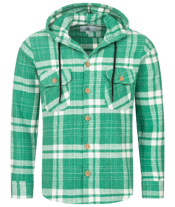 Rock Creek Herren Hemd Kariert Kapuzenhemd M65 S Grün - H328, S Grün - H328