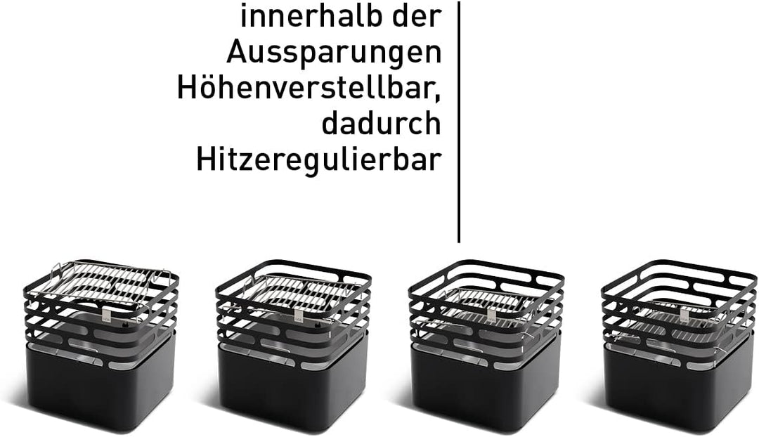 höfats - CUBE Grillrost - verwandelt CUBE Feuerkorb in einen Grill - höhenverstellbar zur Regulierun