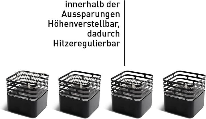 höfats - CUBE Grillrost - verwandelt CUBE Feuerkorb in einen Grill - höhenverstellbar zur Regulierun