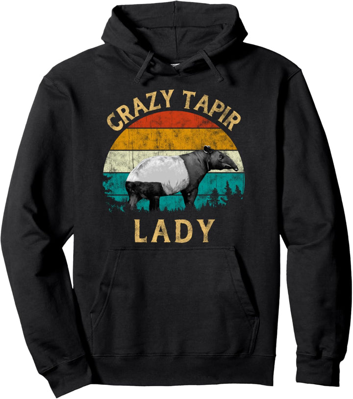 Tapir Lover Retro Vintage Sunset Tree Men Crazy Tapir Lady Pullover Hoodie