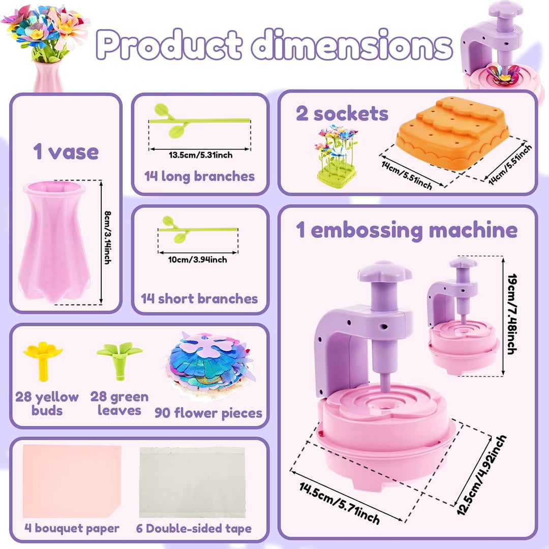 Blumen Bastelset Kinder, Blumenpresse Basteln Kinder mit Blumenmaschine Spielzeug Blumen Basteln Mäd