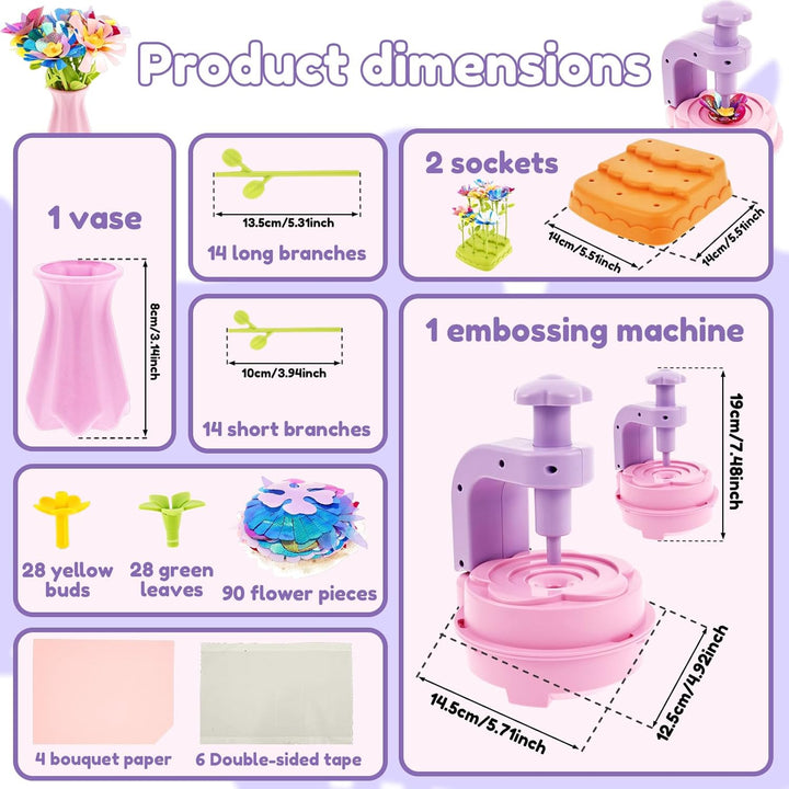 Blumen Bastelset Kinder, Blumenpresse Basteln Kinder mit Blumenmaschine Spielzeug Blumen Basteln Mäd