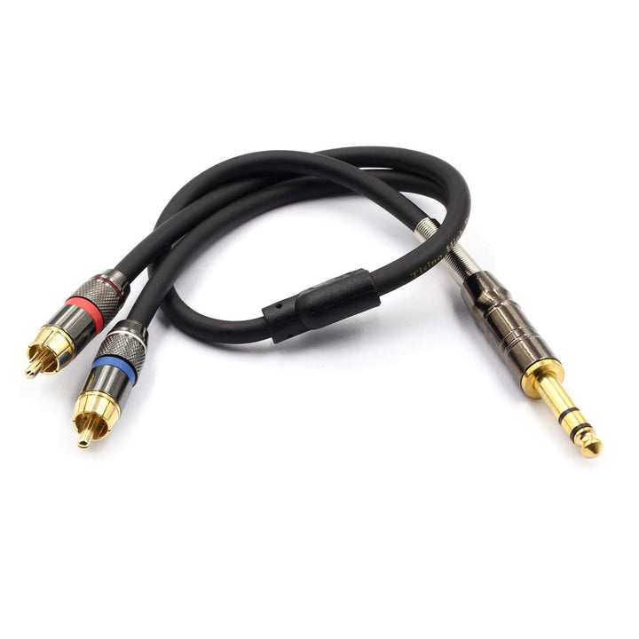 Tisino 6,3mm Klinke auf Cinch Kabel, 6,3 mm Stereo Klinke auf 2 x Cinch Y Splitte Adapterkabel Audio