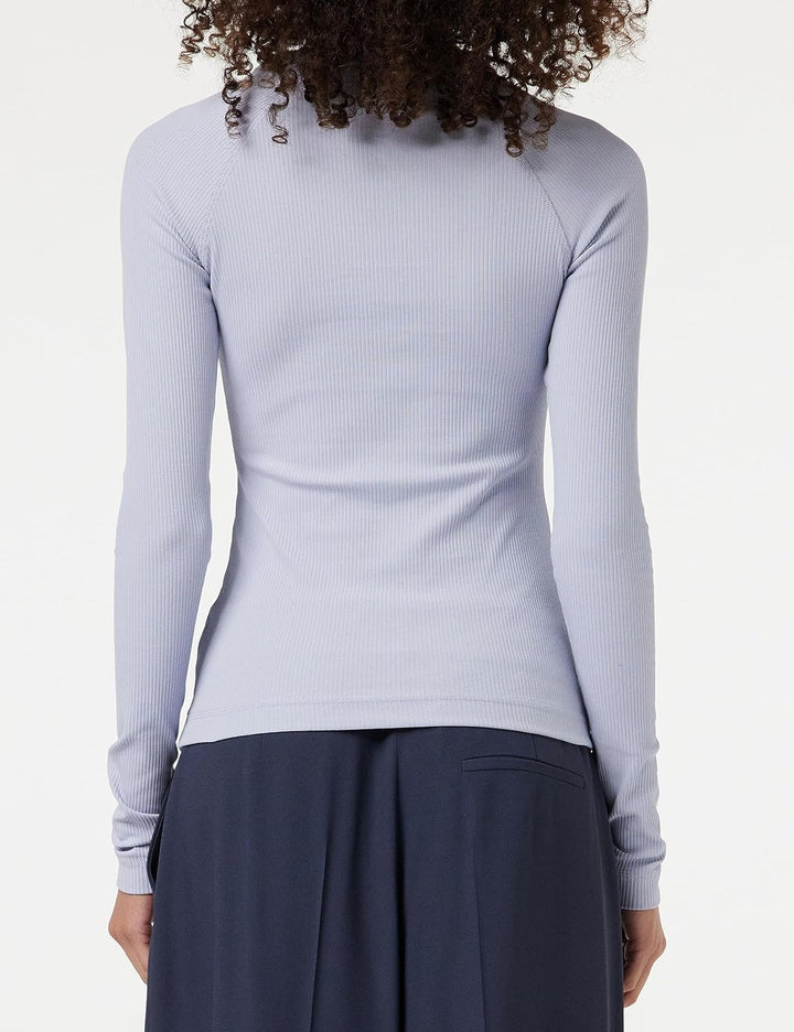G-STAR RAW Damen Slim Rib R T Ls Wmn Tops S Grau (Icelandic Blue D23343-d493-g081), S Grau (Icelandi