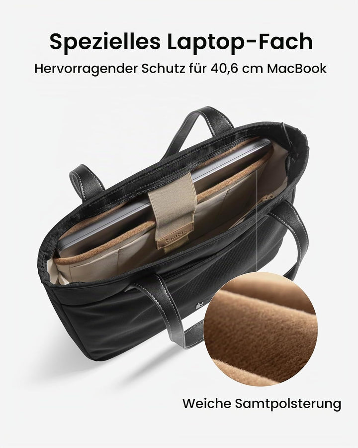 tomtoc Laptop Tote Bag für Damen, 16-Zoll Laptop Schultertasche Bürotasche Arbeitstasche mit Laptopf