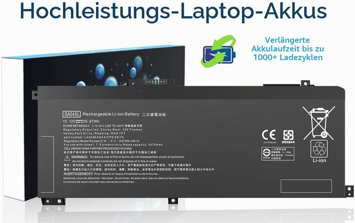 SA04XL L43267-005 Laptop Akku SAO4XL kompatibel mit HP Envy X360 15-DR 15-DR0010TX 17-CG 17T-CG Seri