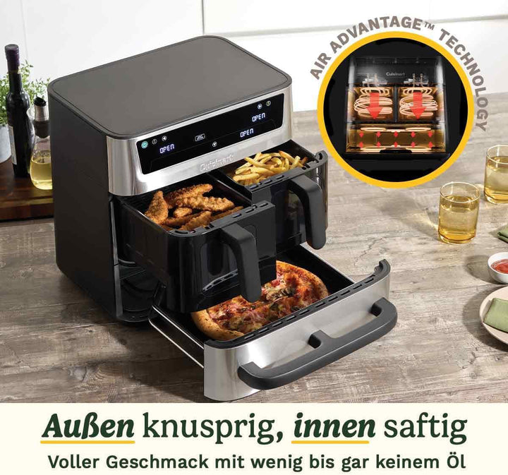 Cuisinart Tri Zone 13,6L Heissluftfritteuse & Ofen | PFAS-frei | 3 Zonen | 2×4,3L Körbe + 5L Schubla