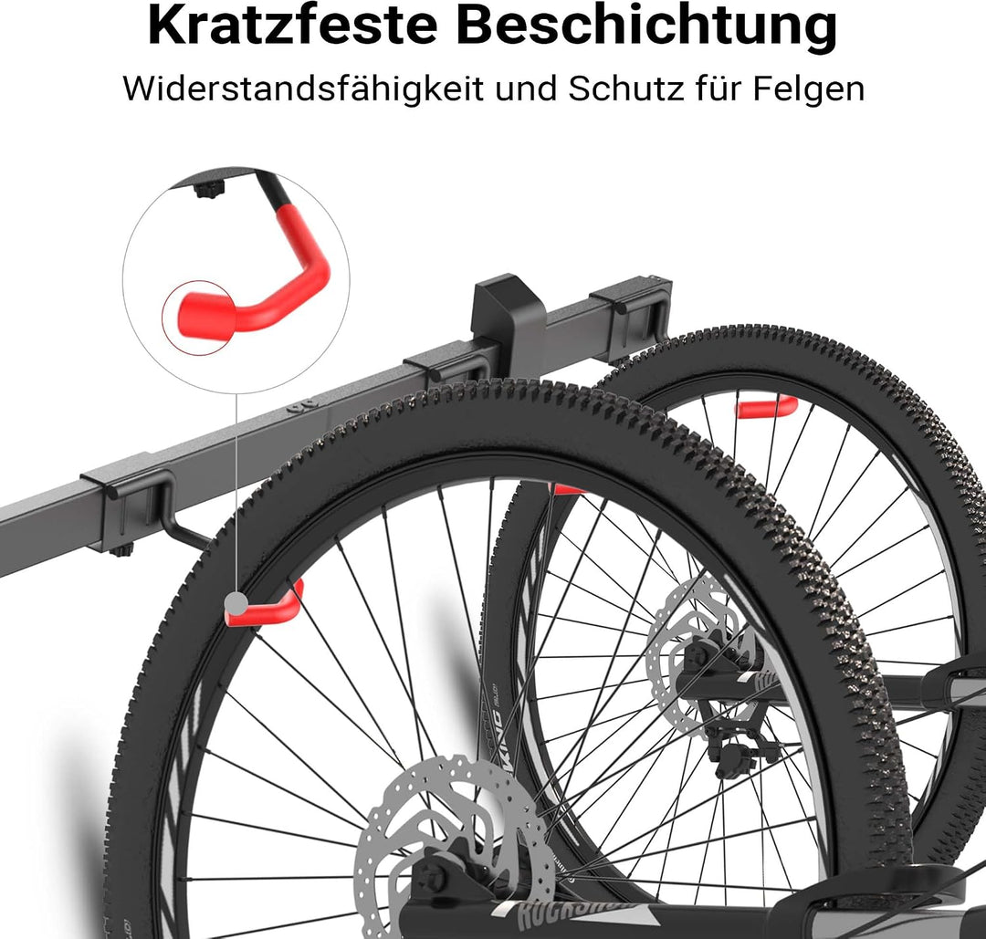 Wiltec Fahrrad Wandhalterung für 6 Fahrräder 160,4 x 18 x 10,5 cm bis 150 kg, Universal Fahrradhalte