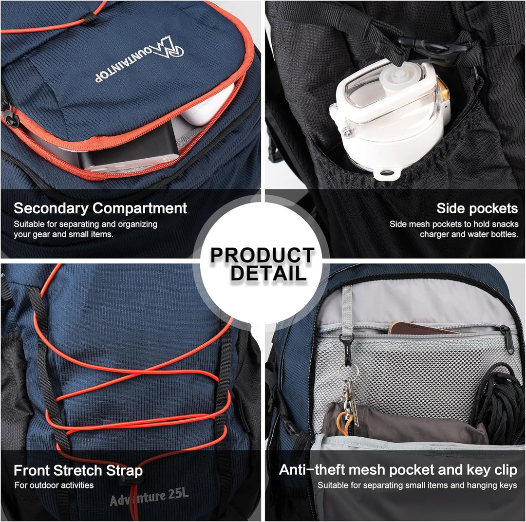 Mountaintop 25L/30L Wanderrucksack Daypack Damen Herren für Tageswanderungen, Outdoor, Radtouren 25L