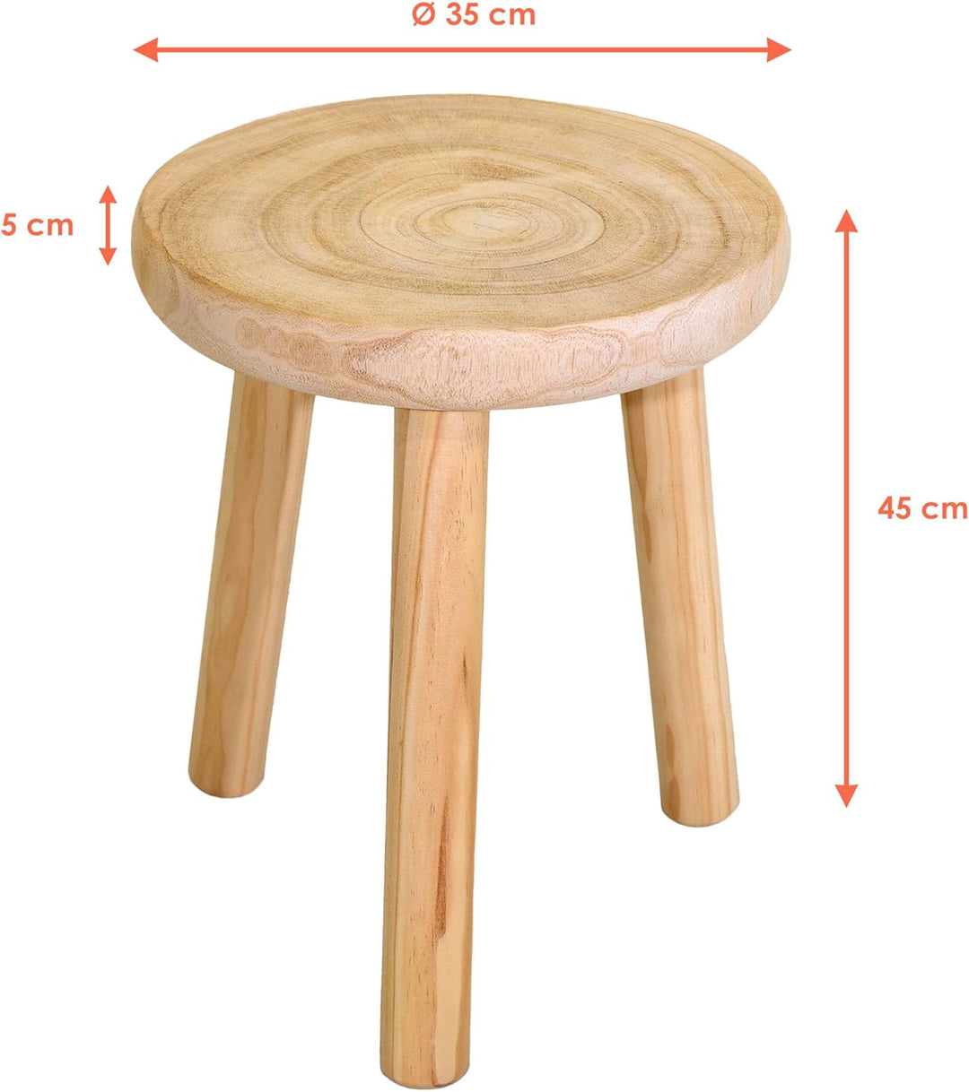 Spetebo Holz Blumenhocker mit 3 Beinen - Ø 35 cm - Deko Hocker rund naturbelassen - Pflanzenständer