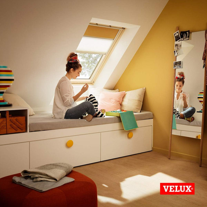 VELUX Original Dachfenster Duo Verdunkelungsrollo für MK06, Dunkelblau, mit Grauer Führungsschiene M