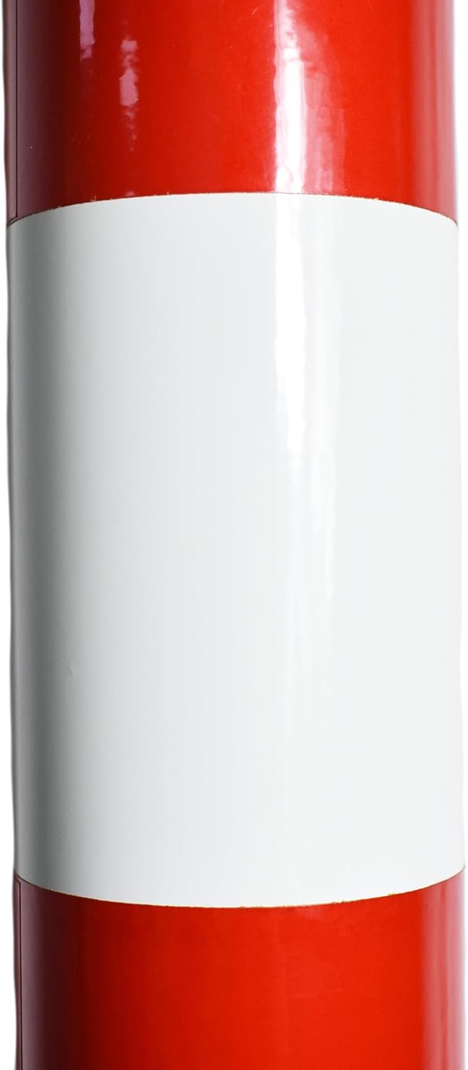 Absperrpfosten Metall Rot-Weiss Ø76mm H750mm 2 Ösen zum Stahl Robust Standfuss Stabil Park Poller Se
