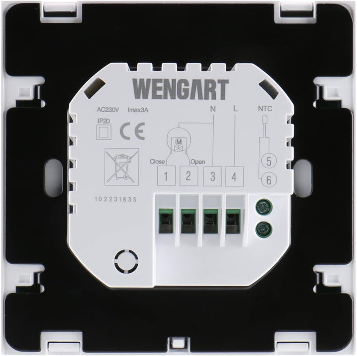 Wengart Programmierbarer Thermostat WG03-2 Touchscreen-Design, AC230V 3A LCD-Display, geeignet für W