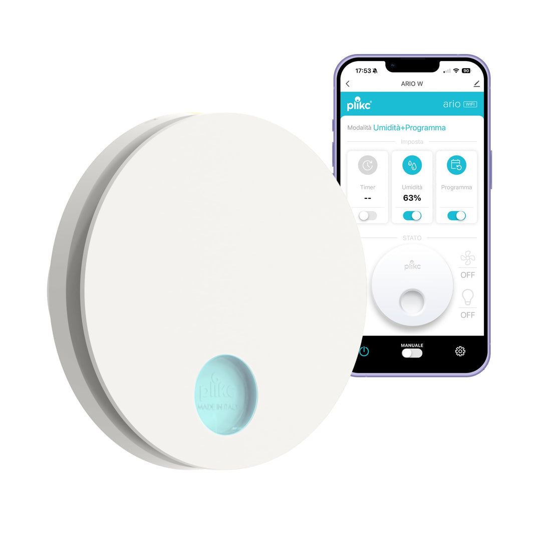 plikc Ario W - WIFI Wandventilator mit Axialabsaugung mit Feuchtigkeitssensor und Timer - 100% Made
