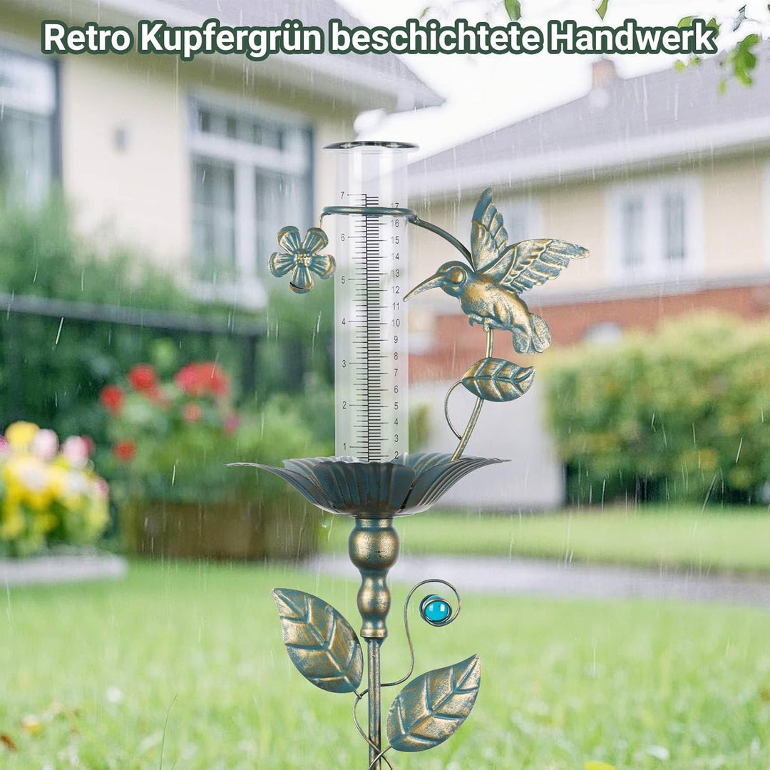 pearlstar Kolibri Regenmesser für Garten, Niederschlagsmesser Garten mit Glaszylinder, Regenmesser F