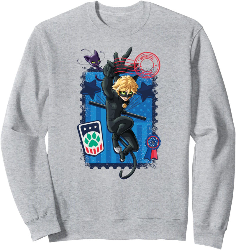 Miraculous 4th of July Cat Noir Blue Sweatshirt