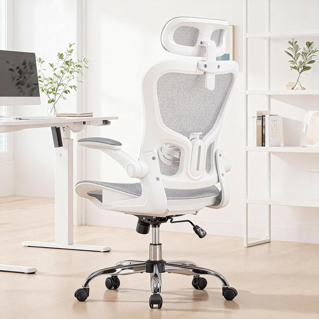 GTPLAYER Bürostuhl Ergonomisch, Schreibtischstuhl mit Verstellbarer Kopfstütze, Armlehnen, Lendenwir