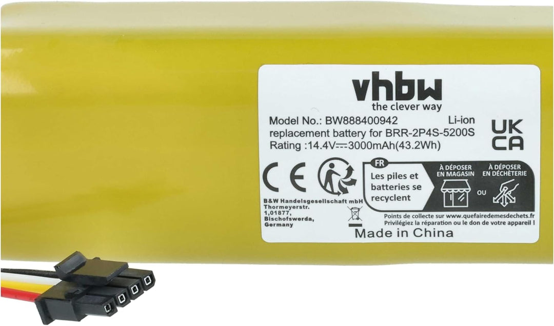 vhbw Akku kompatibel mit Xiaomi Roborock S5 S50 S502-00, S5 MAX S5E52-00 Rubys-L Saugroboter (3000 m