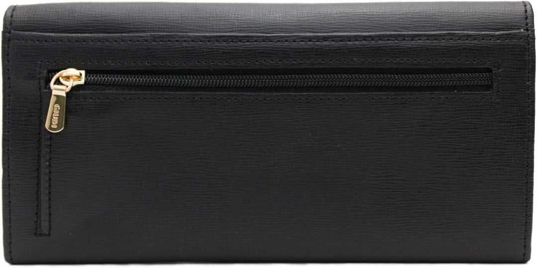 Giudi ® Geldbörse Damen Leder Rot Lang Echtleder Saffiano Gold-Optik Abendtasche Clutch Kartenfächer