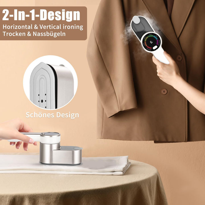 Reise Dampfglätter Reisebügeleisen 1200W, 2-in-1 Handbügeleisen & Steamer, 5S Schnellaufheizung, 25g