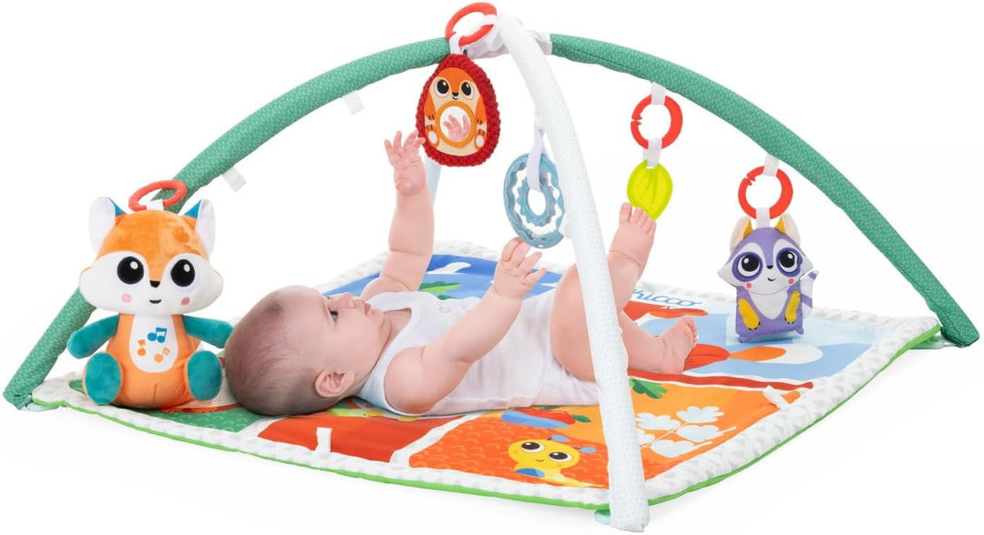 Chicco Waldzauber Baby Krabbeldecke mit Spielbogen, Multifunktionsspielbogen für Babys, 5 abnehmbare
