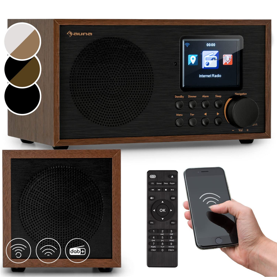 auna Silver Star Mini - Internetradio, WLAN Radio, Two Internet DAB+/FM Radio, Webradio mit WiFi, BT
