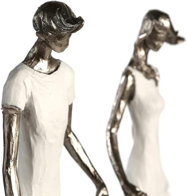 Casablanca modernes Design Skulptur Familie - Familienglück - weiss/Silber - Polyresin - Höhe 31 cm