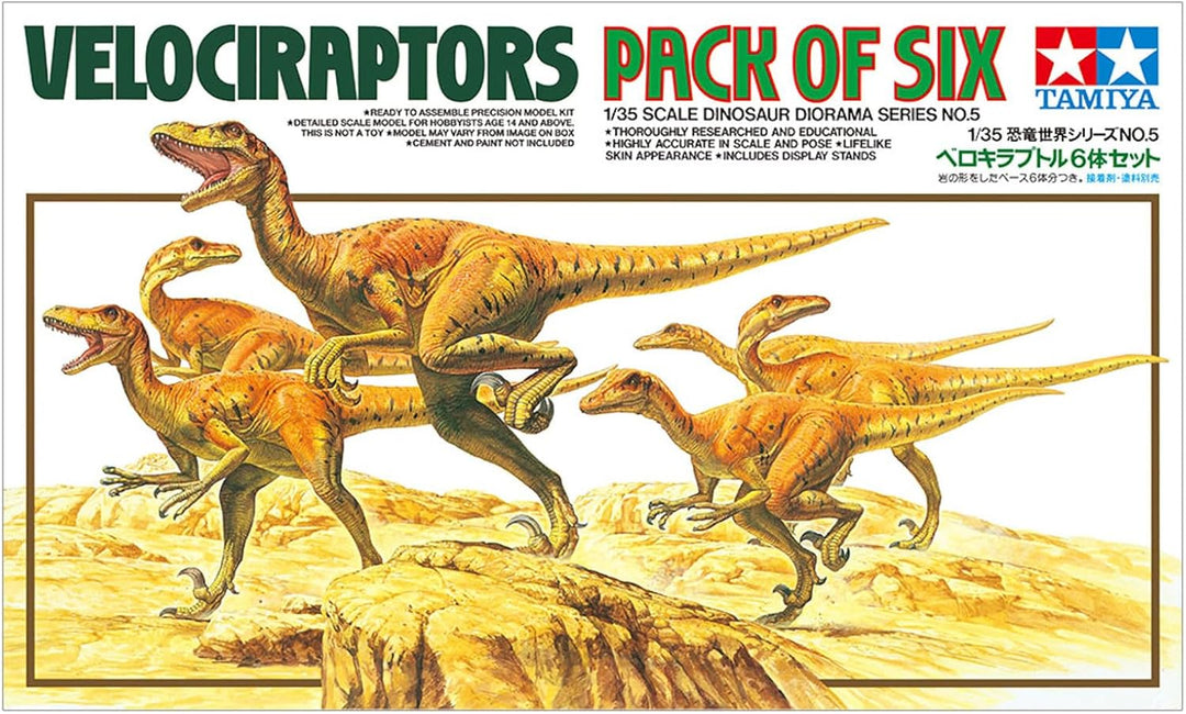 TAMIYA 60105-1:35 Velociraptors Pack of Six