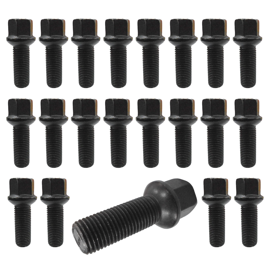 20 Radschrauben Radbolzen schwarz Kugelbund R13 M14x1,5 33mm schwarz 33 mm (R13), schwarz 33 mm (R13