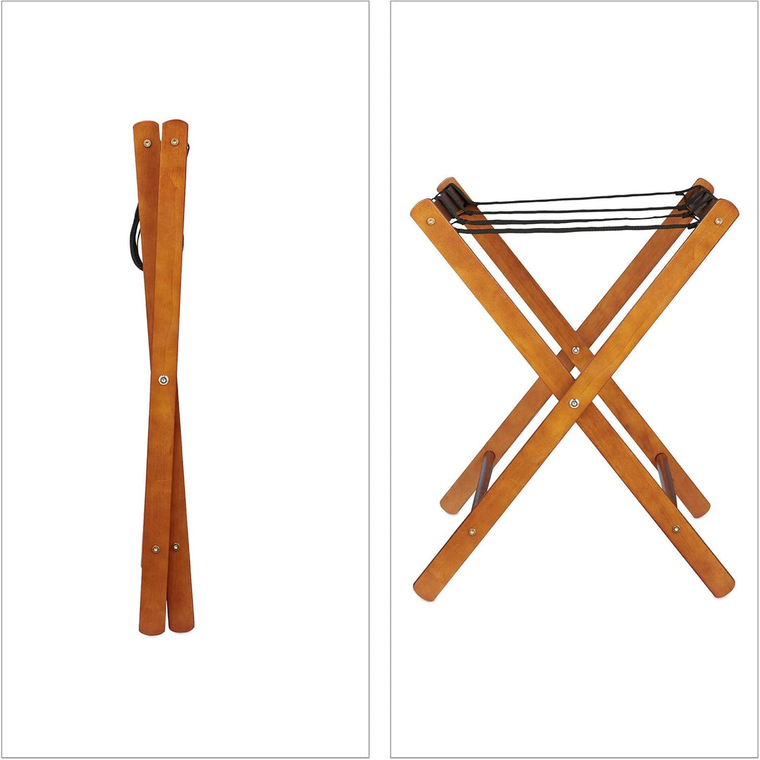 Relaxdays Kofferständer Holz, 2er Set, klappbare Gepäckablage, HxBxT: 54 x 66 x 48 cm, Kofferaufbewa