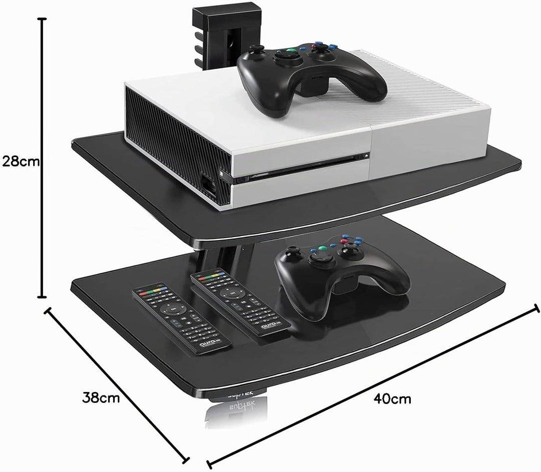 suptek 2 Floating Regal Multimedia Wandregal TV Rack Wandhalterung Mit Verstärktem Gehärtetem Glasre