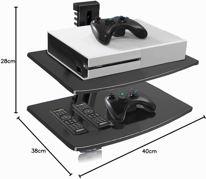 suptek 2 Floating Regal Multimedia Wandregal TV Rack Wandhalterung Mit Verstärktem Gehärtetem Glasre
