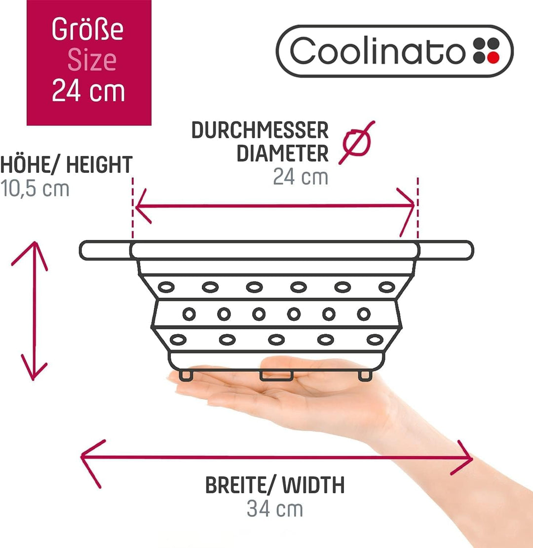 Coolinato Sieb faltbar aus Silikon | Platzsparend, leicht zu reinigen und Spülmaschinenfest Verwende