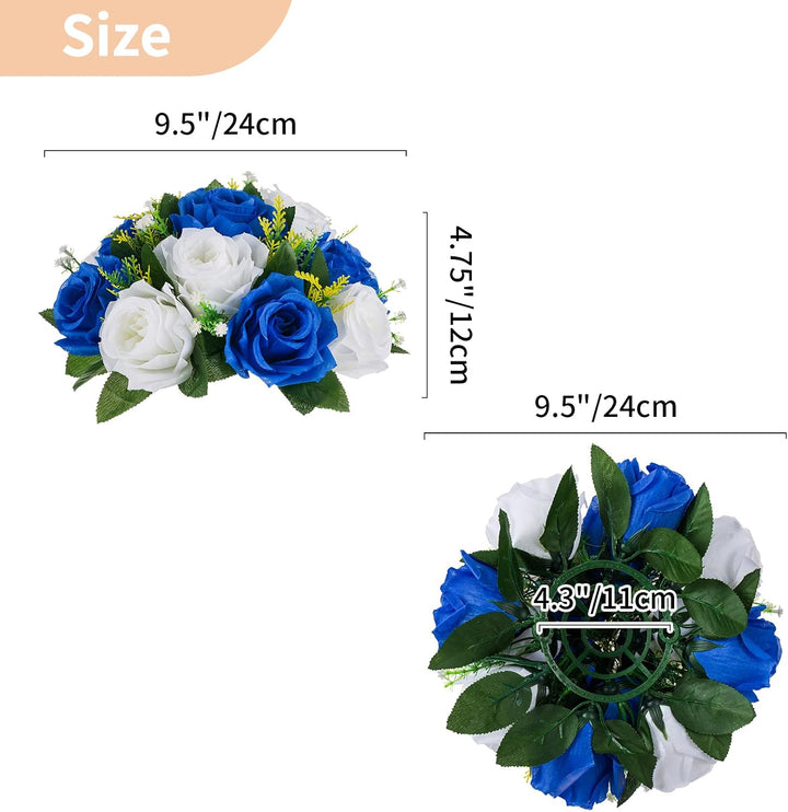 NUPTIO Künstliche Blume Ball Tafelaufsätze: 6 Stück Königsblau Gefälschte Blumen Rosen Bälle 24cm Du