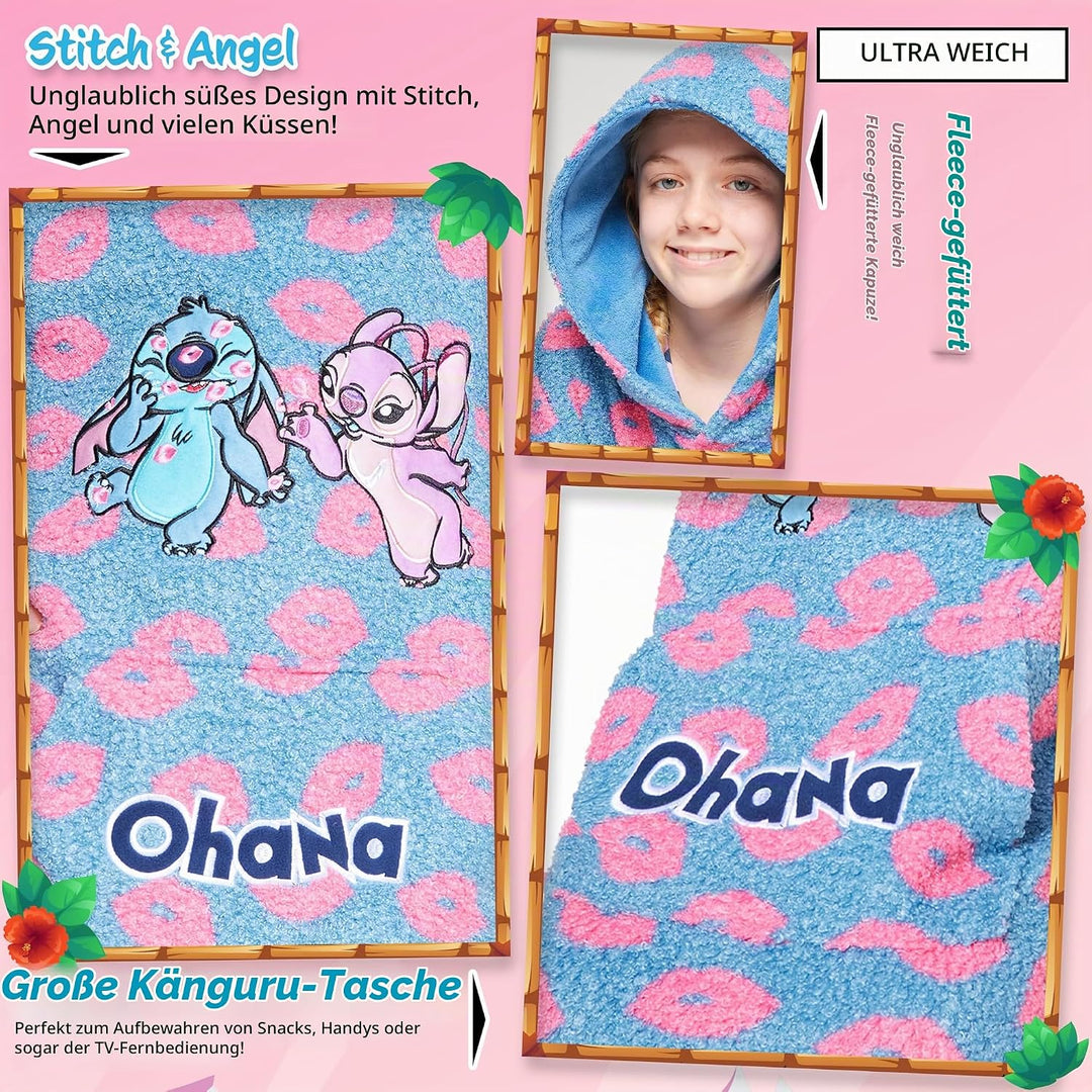 Disney Hoodie Decke Mädchen, Kuscheldecke mit Ärmeln, Fleece Kapuzenpullover, Hoodie Mädchen Geschen