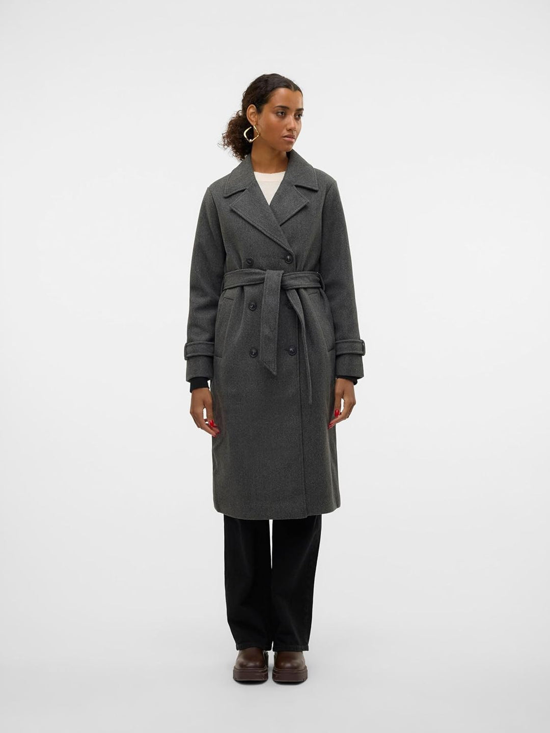 Vero Moda Female Mantel VMFORTUNEVEGA Mantel XS Dark Grey Melange, XS Dark Grey Melange