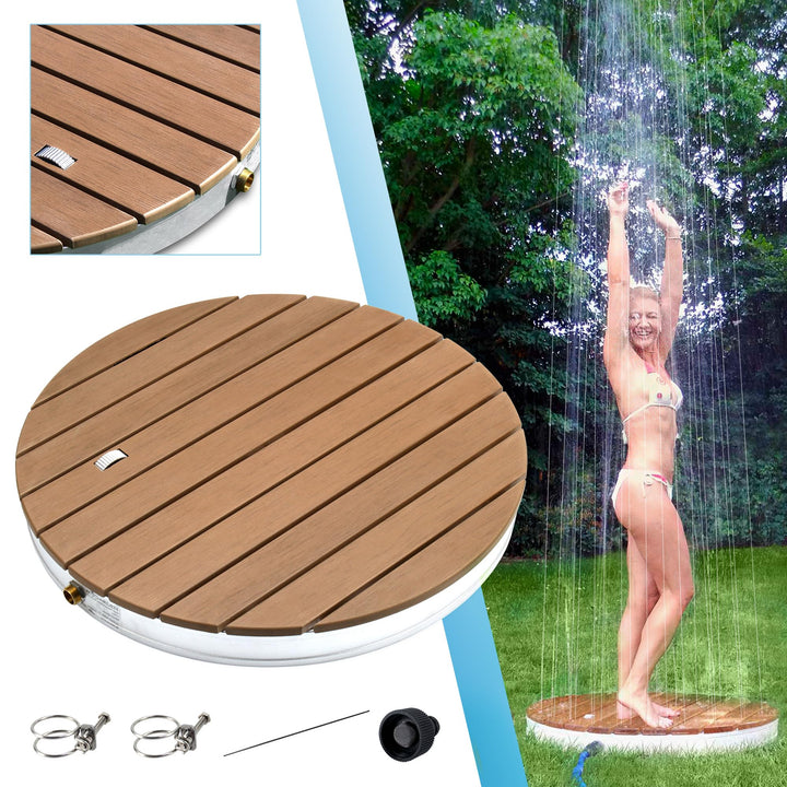 @tec Gartendusche Aussendusche aus WPC, Mobile Bodendusche Campingdusche, Sauna- & Pool-Dusche mit B