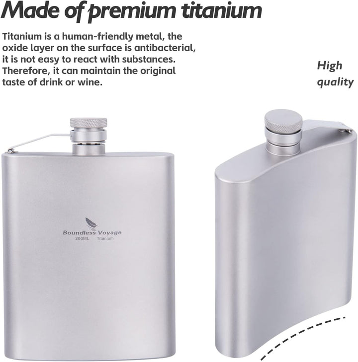 Boundless Voyage Titan 200 ml Flachmann Draussen Camping tragbar Wein Whiskey Trinkflasche 7oz