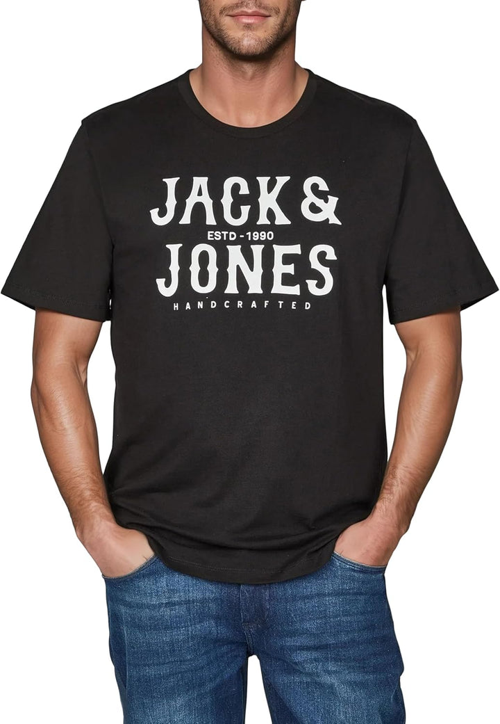 JACK & JONES JJLINO T-Shirt 4er Pack Rundhals Kurzarm Shirt Regular Fit Print Sommer 100% Baumwolle