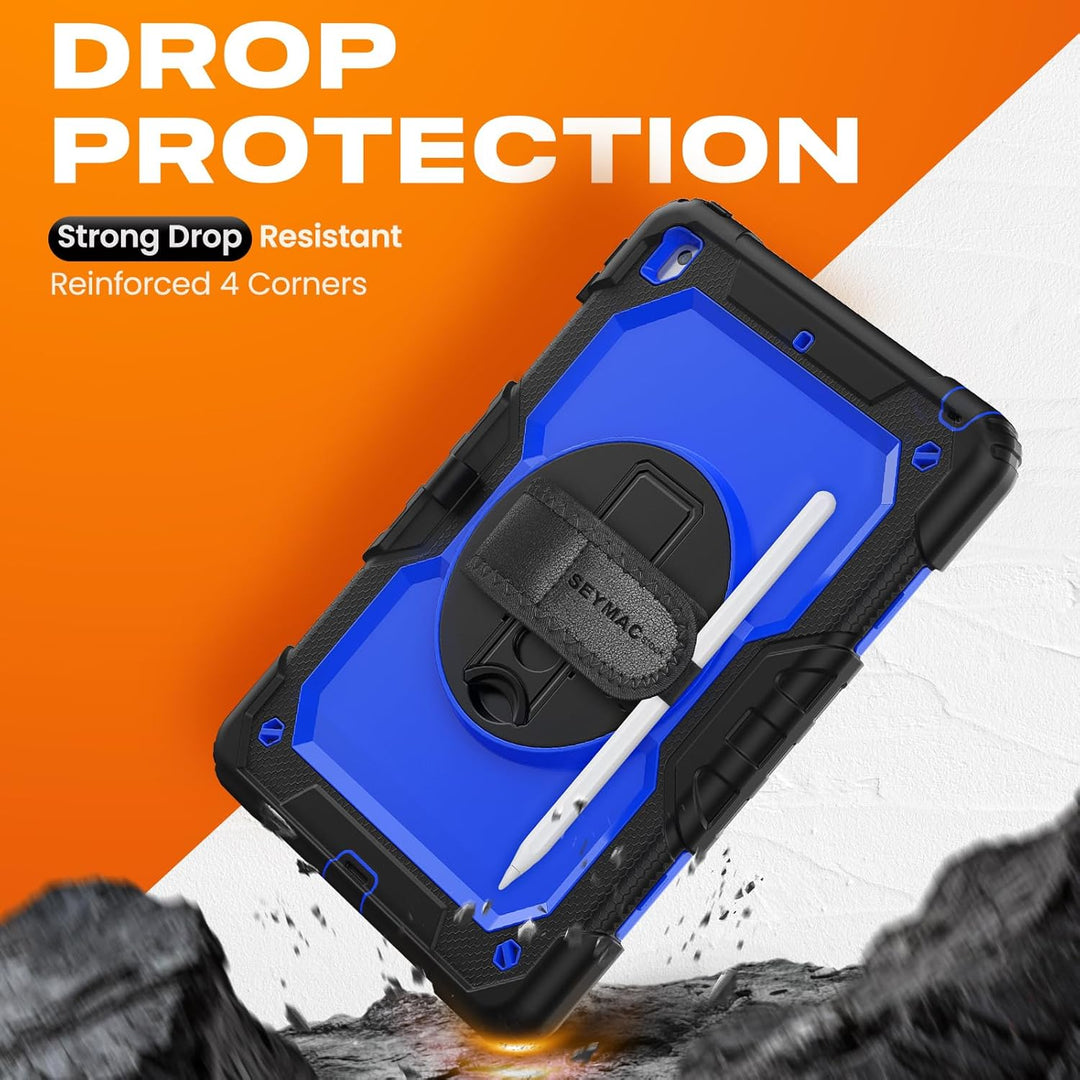 SEYMAC stock Hülle für iPad 9./8./7. Generation 10,2 Zoll 2021/2020/2019, Stossfeste Hülle mit Displ