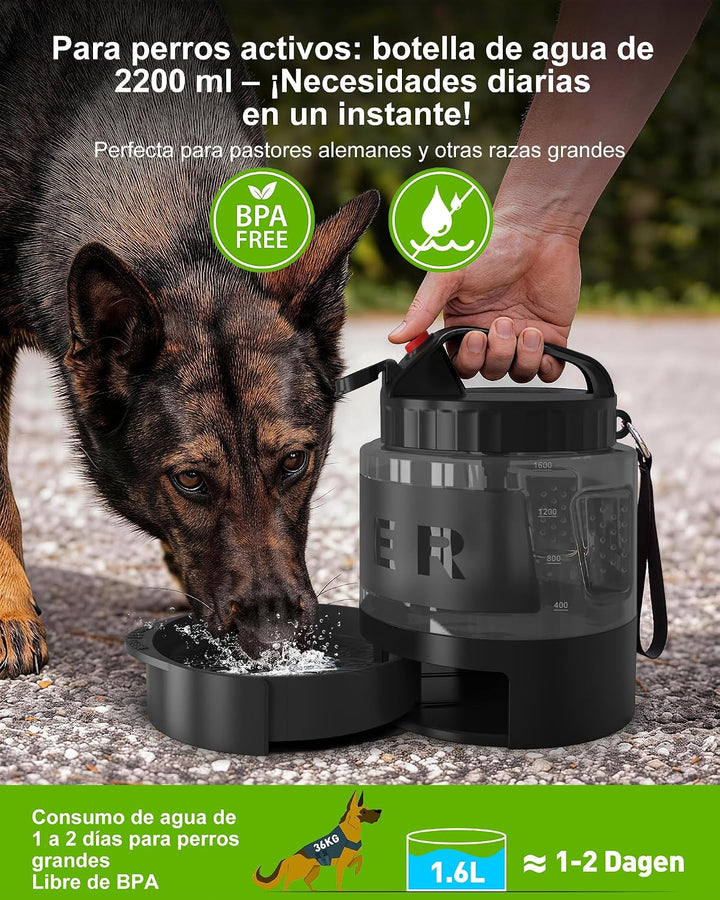 lesotc 1600 ml Trinkflasche für Hunde, Tragbare XXL extra grosse Hundetrinkflasche für unterwegs – C